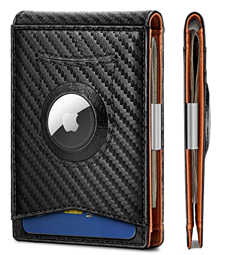 KEMISANT Mens Wallet For Airtag or Standard Use, Slim Front Pocket Wallet for Gift Men 11 Cards RFID Blocking - Image 1