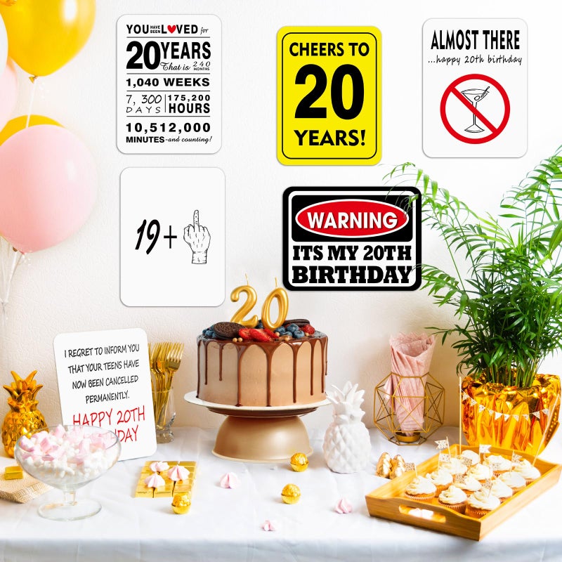 WERNNSAI 20th Birthday Party Decorations - 9PCS Wall Signs Funny Tags for Adults 20 Years Old Party Decor 20th Party Banner Table Centerpieces Door Wall Windows Signs Picture Props for Men Women - Image 3