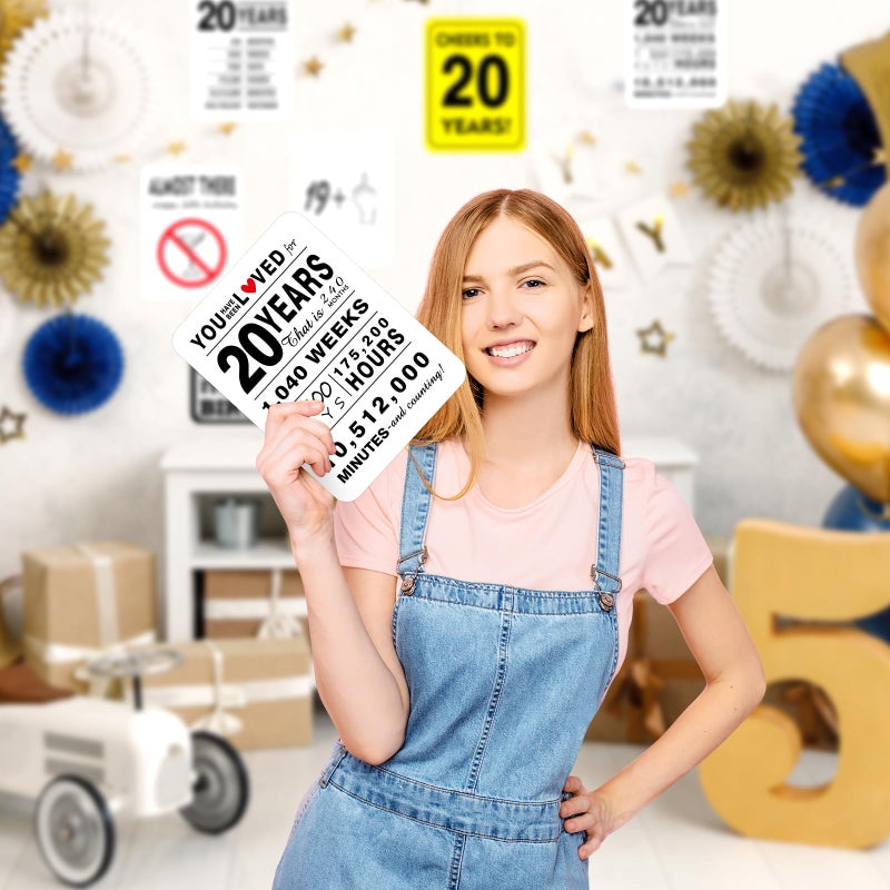 WERNNSAI 20th Birthday Party Decorations - 9PCS Wall Signs Funny Tags for Adults 20 Years Old Party Decor 20th Party Banner Table Centerpieces Door Wall Windows Signs Picture Props for Men Women - Image 5