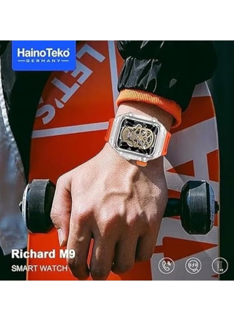 Haino Teko Germany Richard M9 Smart Watch for Men – 3 Pair Straps, 1 Protective Case, Fitness & Health Tracking, Bluetooth Connectivity, Waterproof Design, Sleek and Durable - Image 4