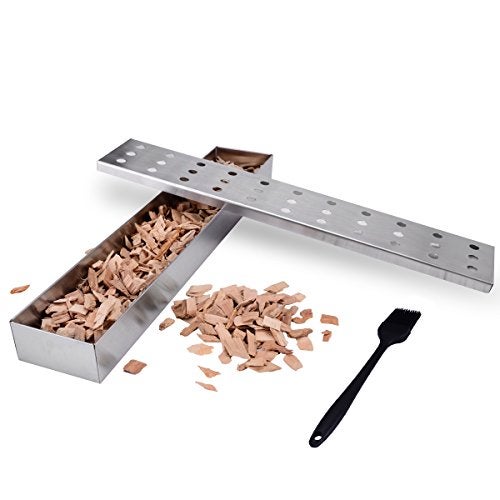 Lightique Smoker Box - Lightique Stainless Steel BBQ Smoker Box for Gas Grilling Works with Wood Chips, Grill & Smoker Accessories, Reusable Smoker Box with Lid for Gas Grill or Charcoal Grill, 13"x 2.4" x 1.2" - Image 1