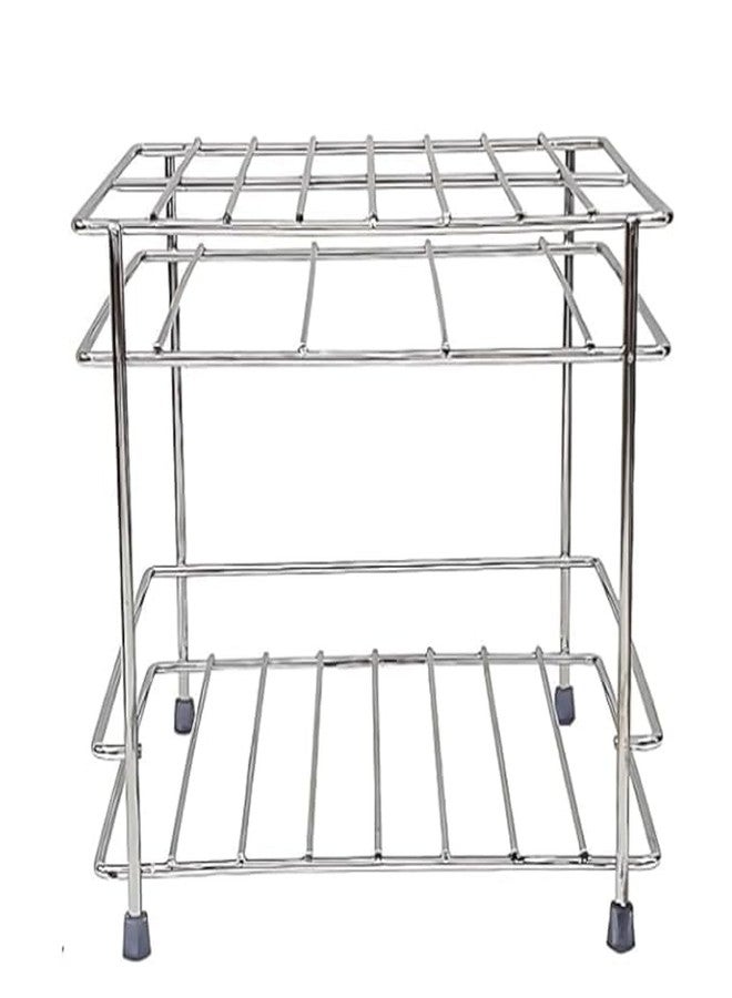 Makekartz.com Mkekartz.com Fancy Stainless Steel Flat Matka Water Pot Stand Multipurpose for Kitchen 8X8X7.5 Inch - Image 2