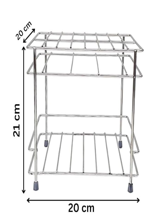 Makekartz.com Mkekartz.com Fancy Stainless Steel Flat Matka Water Pot Stand Multipurpose for Kitchen 8X8X7.5 Inch - Image 3