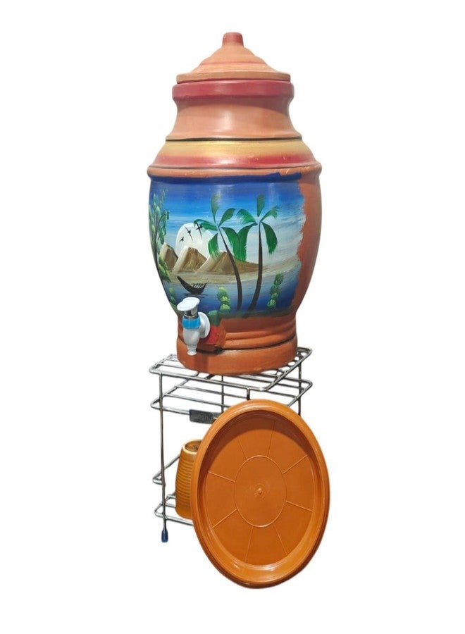 Makekartz.com Mkekartz.com Fancy Stainless Steel Flat Matka Water Pot Stand Multipurpose for Kitchen 8X8X7.5 Inch - Image 1