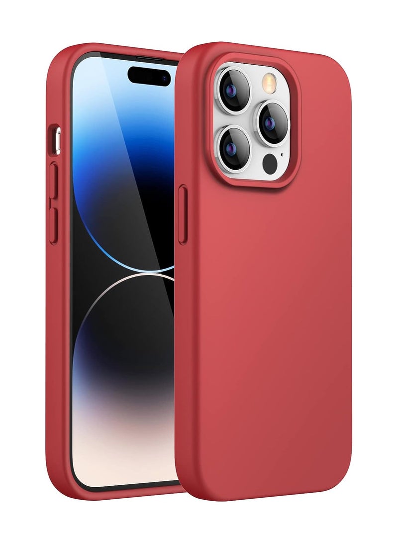Techie جراب خلفي ناعم من السيليكون من Techie مع بطانة داخلية من الألياف الدقيقة مغناطيسية مدمجة لهاتف Apple iPhone 14 Pro Max - أحمر - Image 1