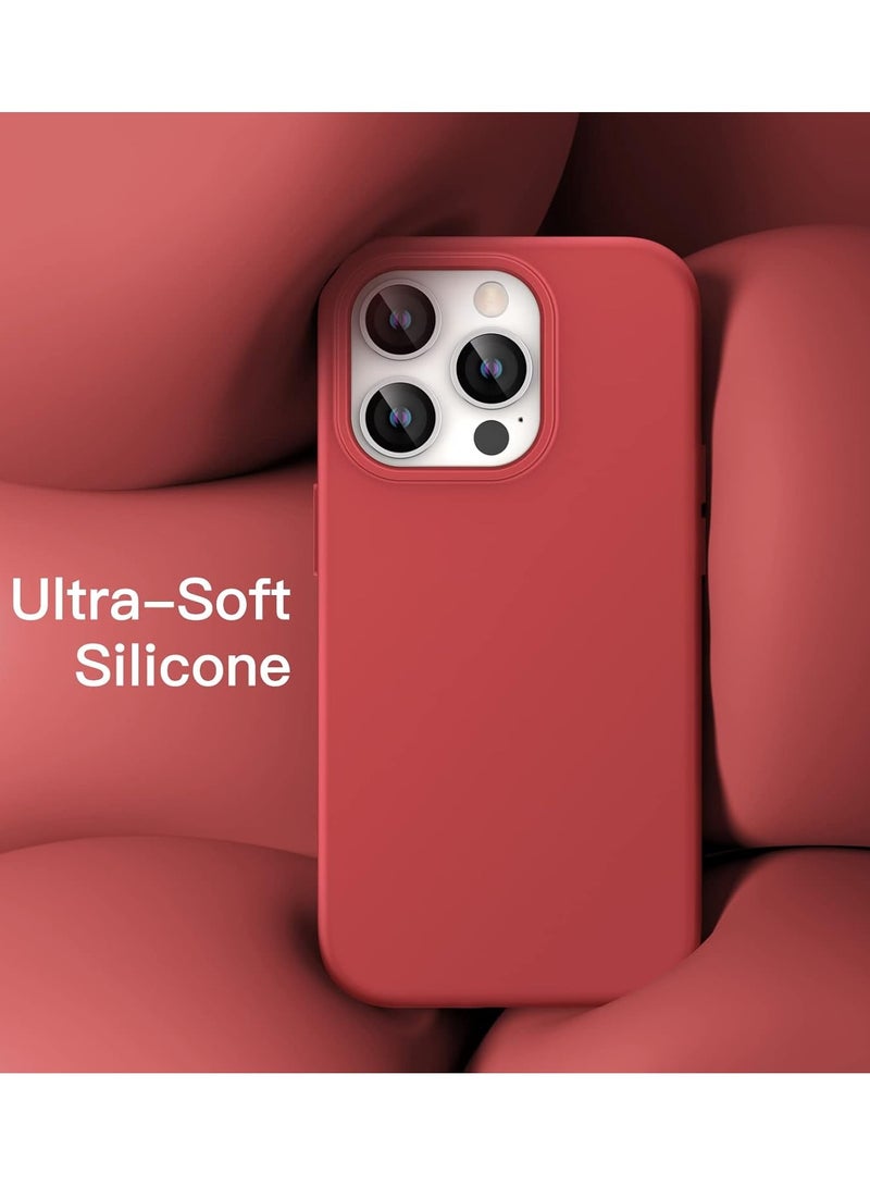 Techie جراب خلفي ناعم من السيليكون من Techie مع بطانة داخلية من الألياف الدقيقة مغناطيسية مدمجة لهاتف Apple iPhone 14 Pro Max - أحمر - Image 4