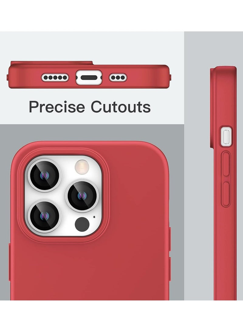 Techie جراب خلفي ناعم من السيليكون من Techie مع بطانة داخلية من الألياف الدقيقة مغناطيسية مدمجة لهاتف Apple iPhone 14 Pro Max - أحمر - Image 3