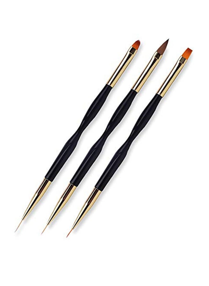 SYOSI - Nail Pen, Nail Drawing Pen, Dual End Nail Art Pen Brush Acrylic Round Flat Painting Drawing Liner Nail Tools, Drawing Flower Pen, Durable, Easy to Clean, Nail Brush, High Quality 3 Pcs - Image 1
