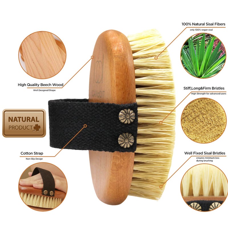 ICDI ICANdOIT ICANdOIT Dry Brushing Body Brush-Stiff Sisal Bristles Dry Skin Brush,Exfoliating Massage Brush for Cellulite and Lymphatic,Improve Circulation,Stop Ingrown Hairs,Reduce Acne,Soften Skin - Image 3