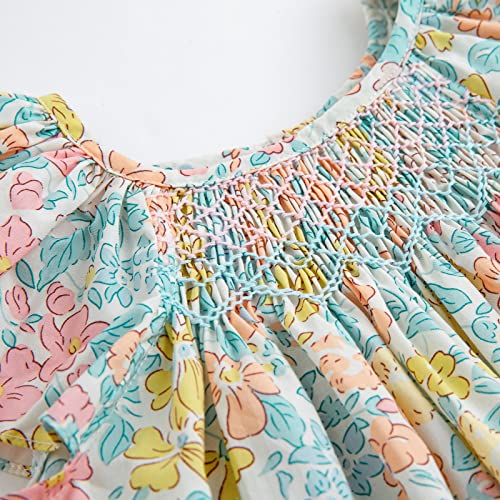 Simplee kids Baby Floral Dress Toddler Smocking Dress Little Girls Casual Dress Floral Print Sundress for Spring Summer 12M-6T - Image 4