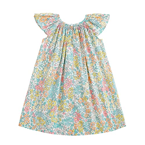 Simplee kids Baby Floral Dress Toddler Smocking Dress Little Girls Casual Dress Floral Print Sundress for Spring Summer 12M-6T - Image 3