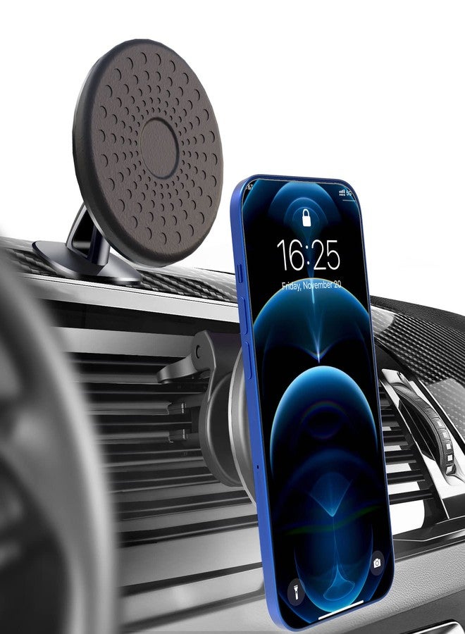 UBeesize Magnetic Phone Mount for Car - 2-in-1 Air Vent and Dashboard Compatible, 360° Rotation, 8 Strong N52 Magnets, Bionic Alligator Clip - Magnetic Car Mount for iPhone Samsung LG Google Pixel - Image 1