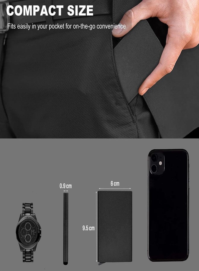 Stadash Pop-Up Card Holder Wallet, Black RFID Blocking Aluminium Slim Wallet for Men & Women, Compact Metal Card Holder Case, Smart Credit Card Wallet, Minimalist Debit and ATM Card Case - Image 2