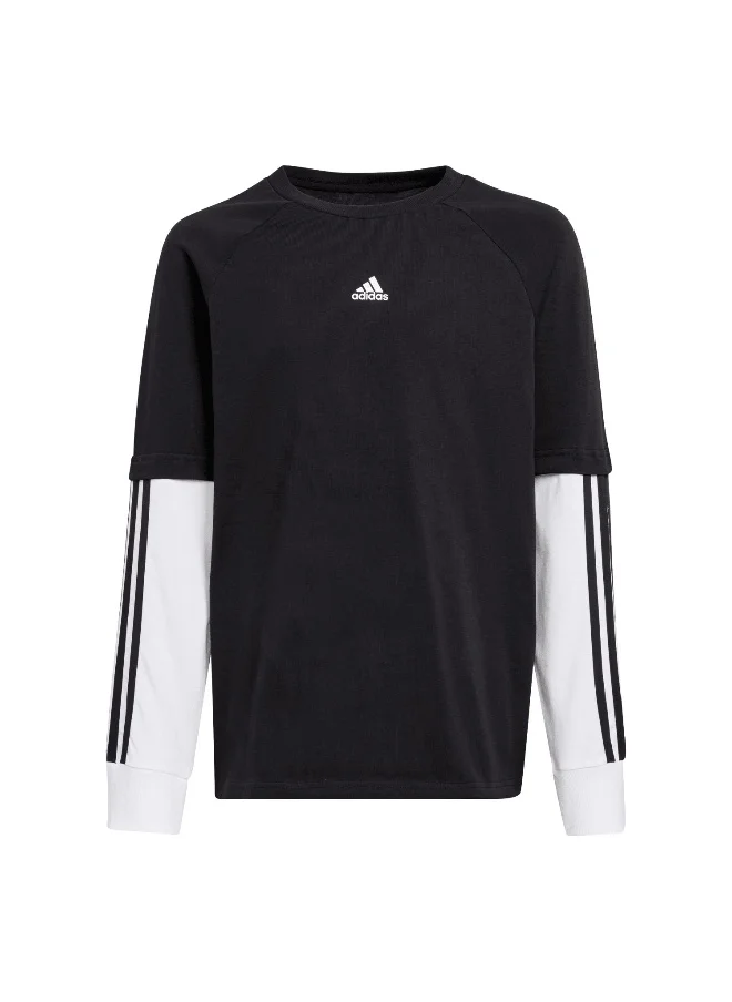 اديداس adidas J Jam 2In1 Ls Black Training T-Shirts 7-8Y
