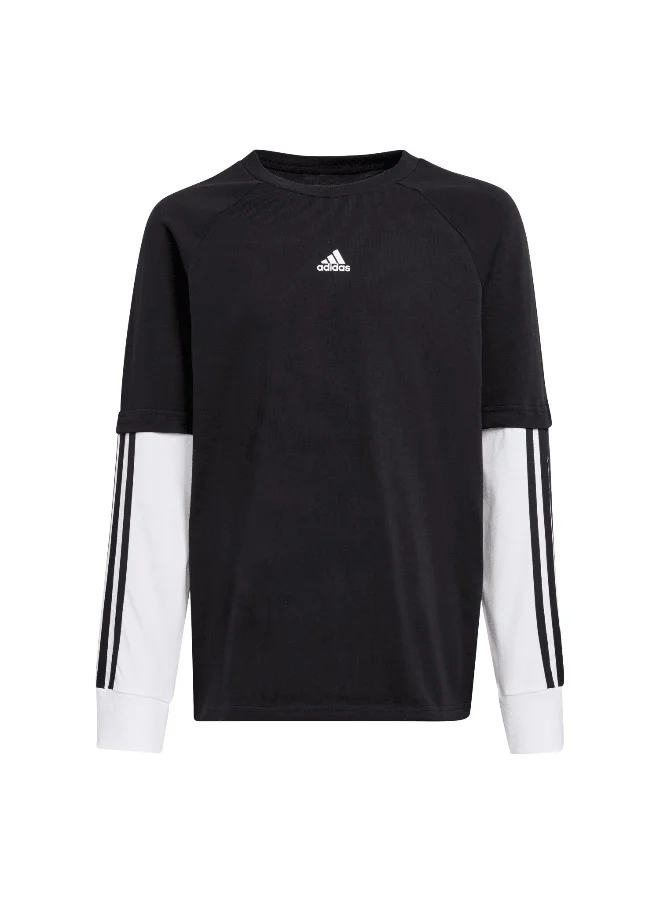 اديداس adidas J Jam 2In1 Ls Black Training T-Shirts 7-8Y