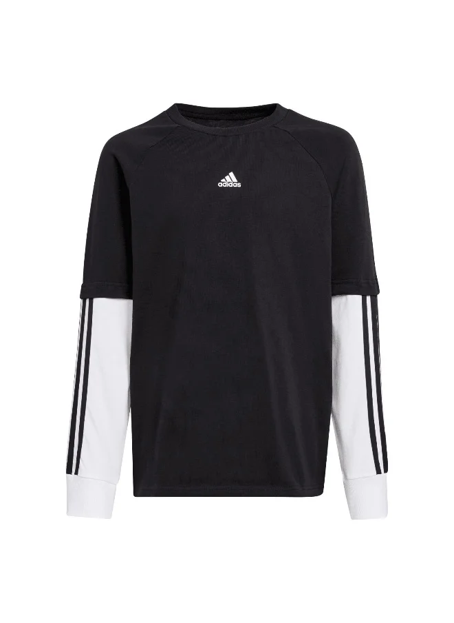 Adidas adidas J Jam 2In1 Ls Black Training T-Shirts 7-8Y