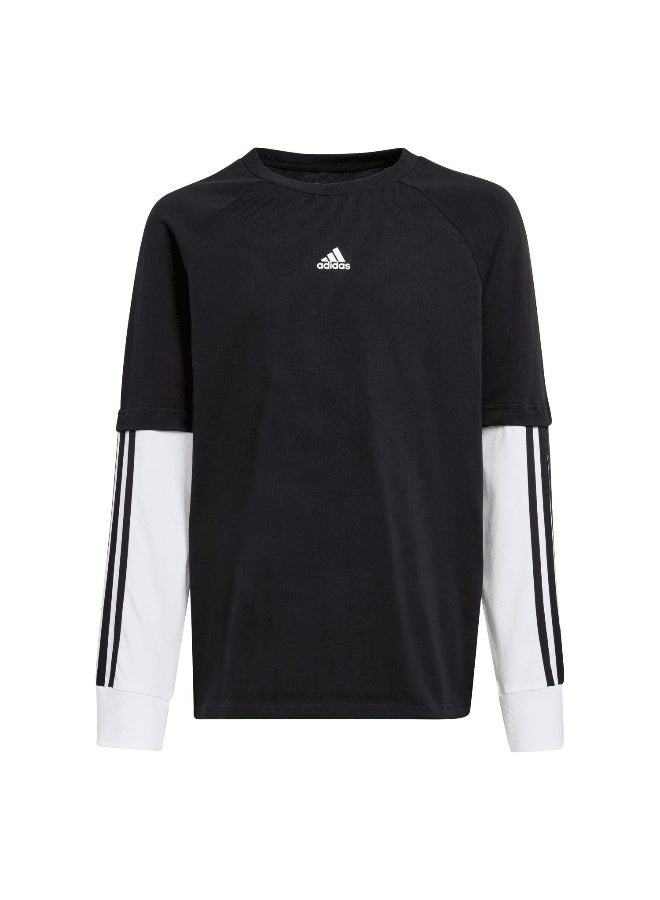 Adidas J Jam 2In1 Ls Black Training T-Shirts 7-8Y  - Image 2
