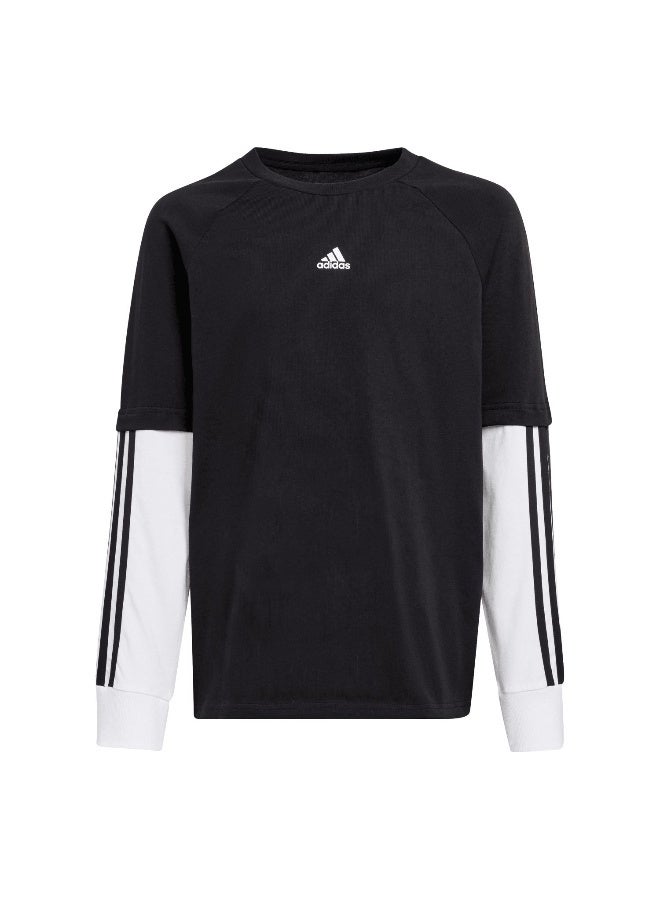 Adidas J Jam 2In1 Ls Black Training T-Shirts 7-8Y  - Image 1