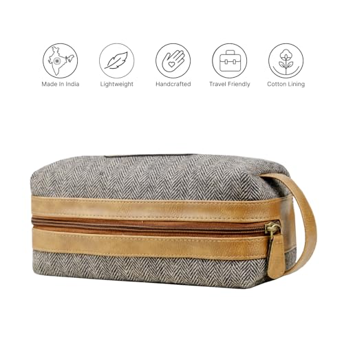 TRAVALATE Jacquard Fabric Multipurpose Toiletry Kit Bag for Men and Women | Travel Essentials Travel Organizer Travel Pouch for Men Travel Kit for Toiletries - Grey - Image 3
