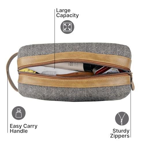 TRAVALATE Jacquard Fabric Multipurpose Toiletry Kit Bag for Men and Women | Travel Essentials Travel Organizer Travel Pouch for Men Travel Kit for Toiletries - Grey - Image 4