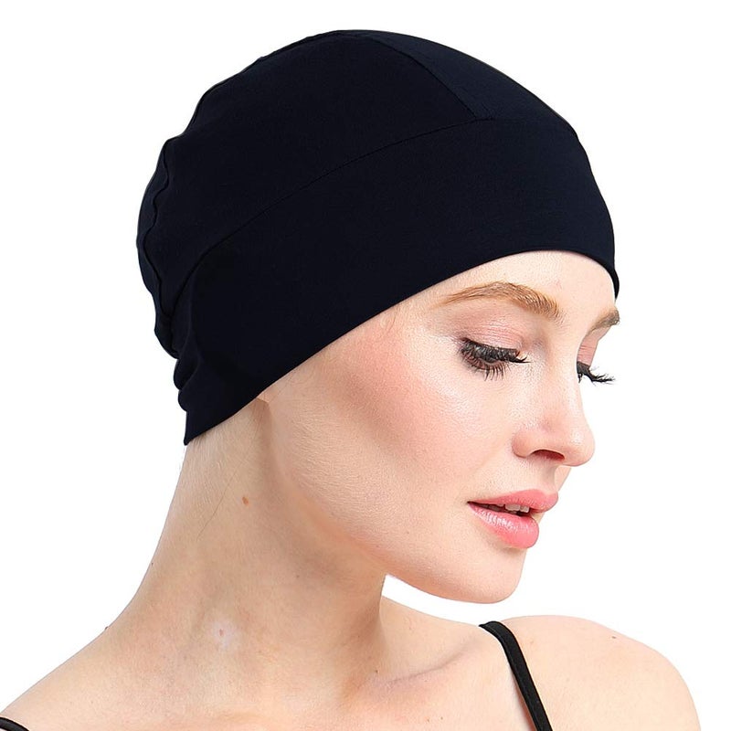 FocusCare Elastic Lightweight Bamboo Night Sleep Cap for Chemo Patients Hair Loss Black - Image 3