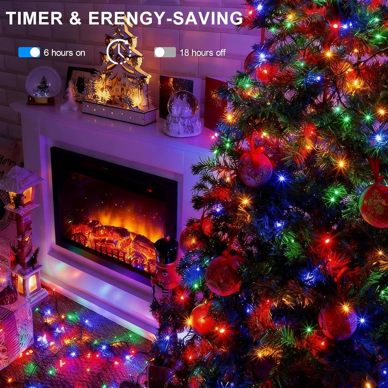 DealBeta 4 Pack Christmas String Lights Battery Operated, Each 50 LED16.5Ft Dark Green String Lights Auto Timer 8 Modes Indoor Outdoor Xmas Wreath Tree Decor (Multicolor) - Image 2