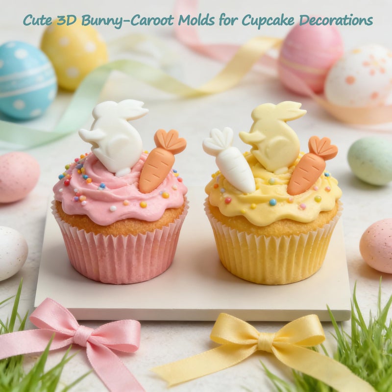 ZINDIACINE 3-Pack Easter Bunny Silicone Mold, 3D Easter Bunny Chocolate Molds Carrot Candy Ice Mold Food Grade Non-Stick Silicone Molds for Candy, Jelly, Fondant, Resin, Candle Making - Image 4