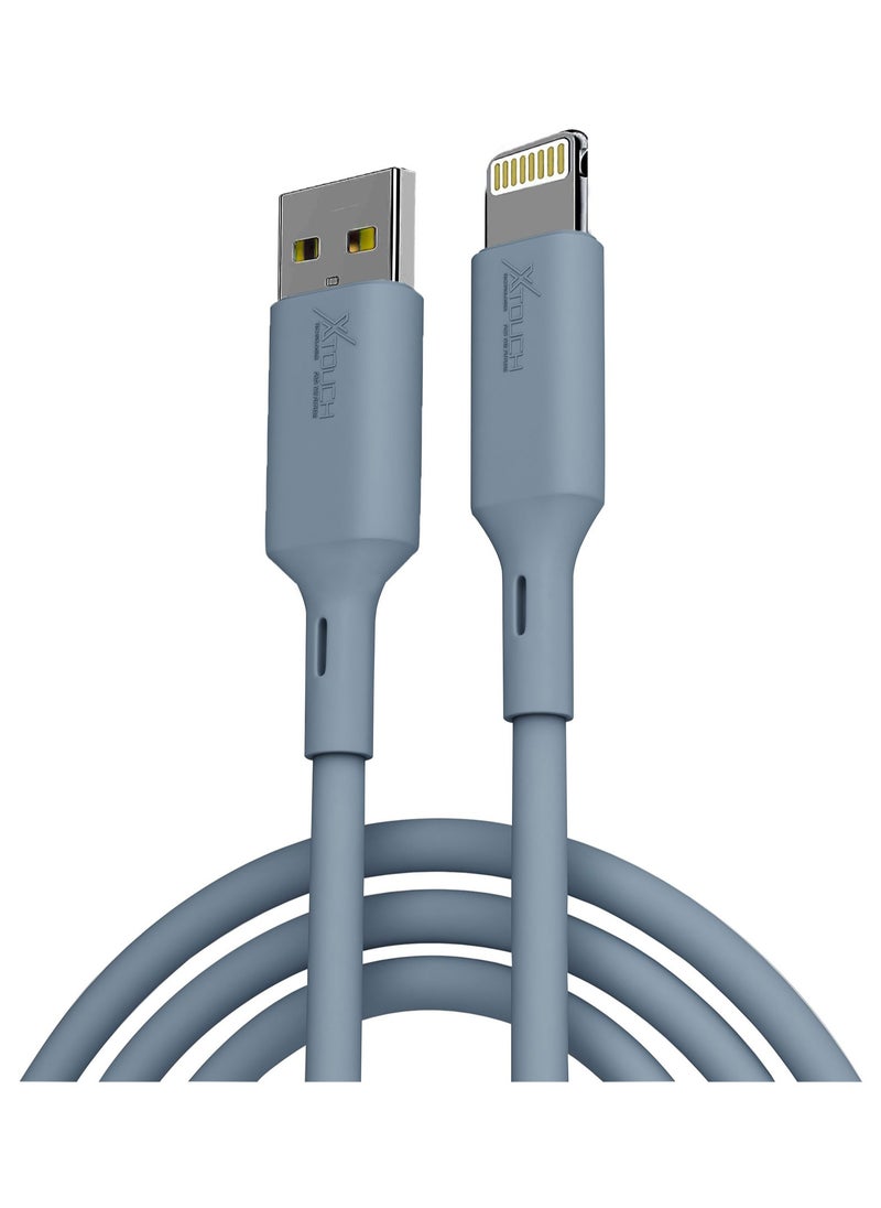 XTOUCH - XTOUCH USB to Fast Charging and Data Cable Compatible for iPhone 3 FT Pack of 1 Grey - Image 1
