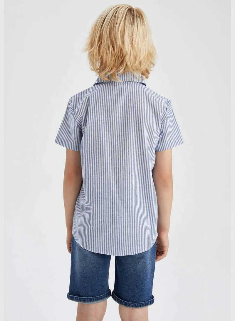 DeFacto Boy Regular Fit Polo Neck Woven Top Short Sleeve Shirt
