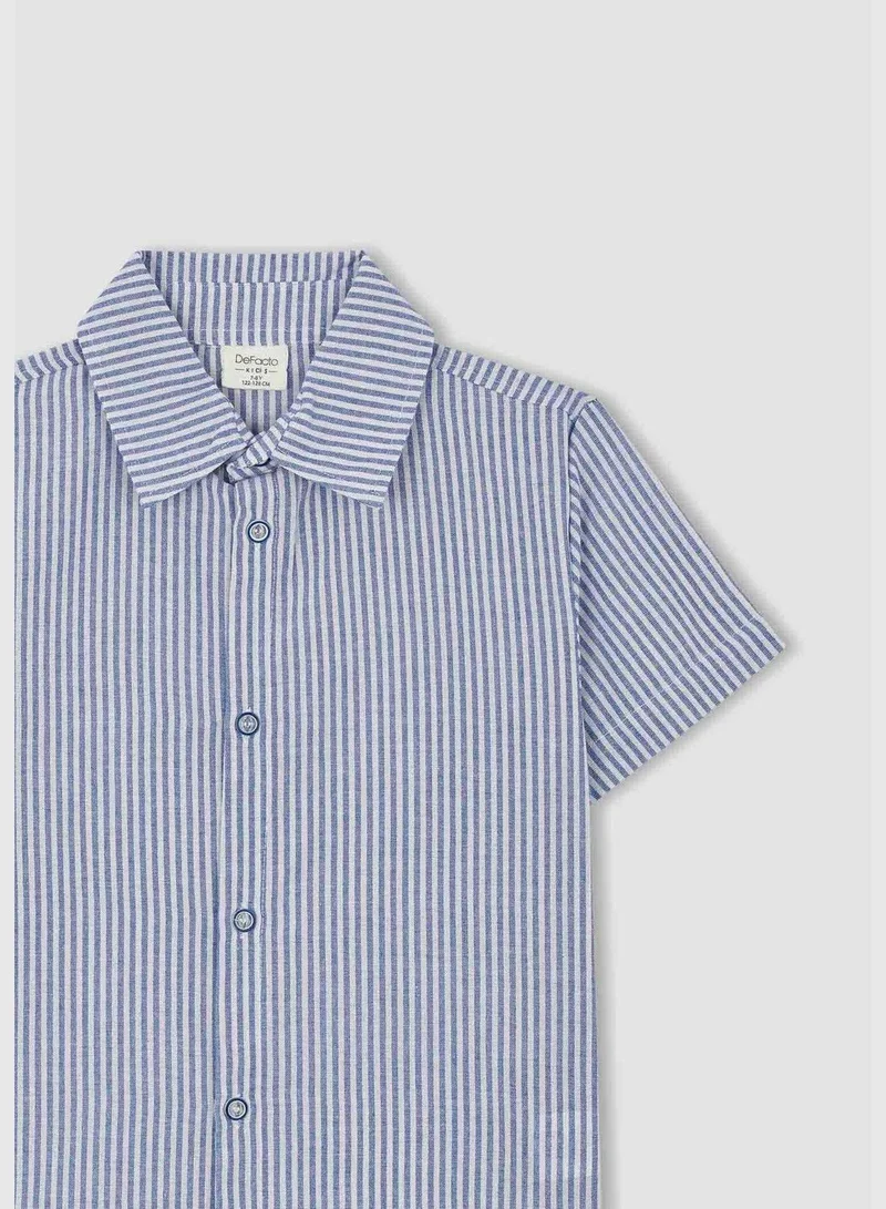 DeFacto Boy Regular Fit Polo Neck Woven Top Short Sleeve Shirt
