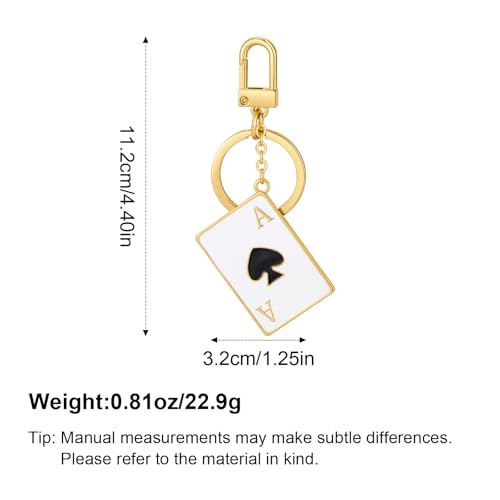 YUJIE Funky Poker Keychain Stylish 14k Gold Plated Hearts Spades A Ace Playing Cards Casino Accessory for Keys Bags - Image 5