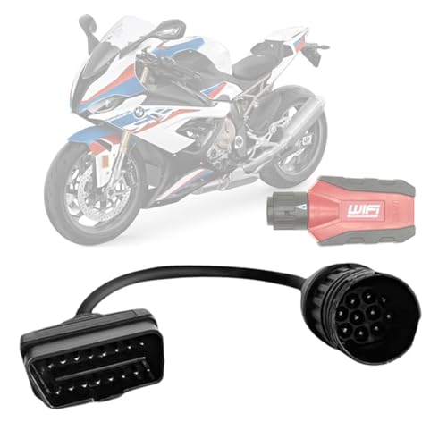 VZG OBD2 Adapter Cable for BMW Motorcycle 10Pin GS-911 Male to 16Pin Male OBDii Diagnostic Connector, Compatible with GS-911 WiFi Scanner Tool for Euro 4 Motorbike of 2017 Model Year and Above - Image 1