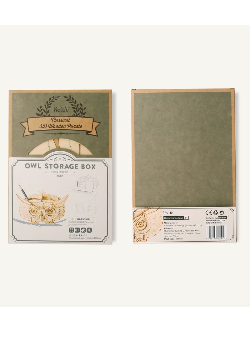 Robotime Rolife Owl Storage Box 3D Wooden Puzzle TG405, 3D Wooden Puzzles for Adults/Teens, Creative Home Decor, Unique Gift for Craft Hobby Adults/Teens - Image 5