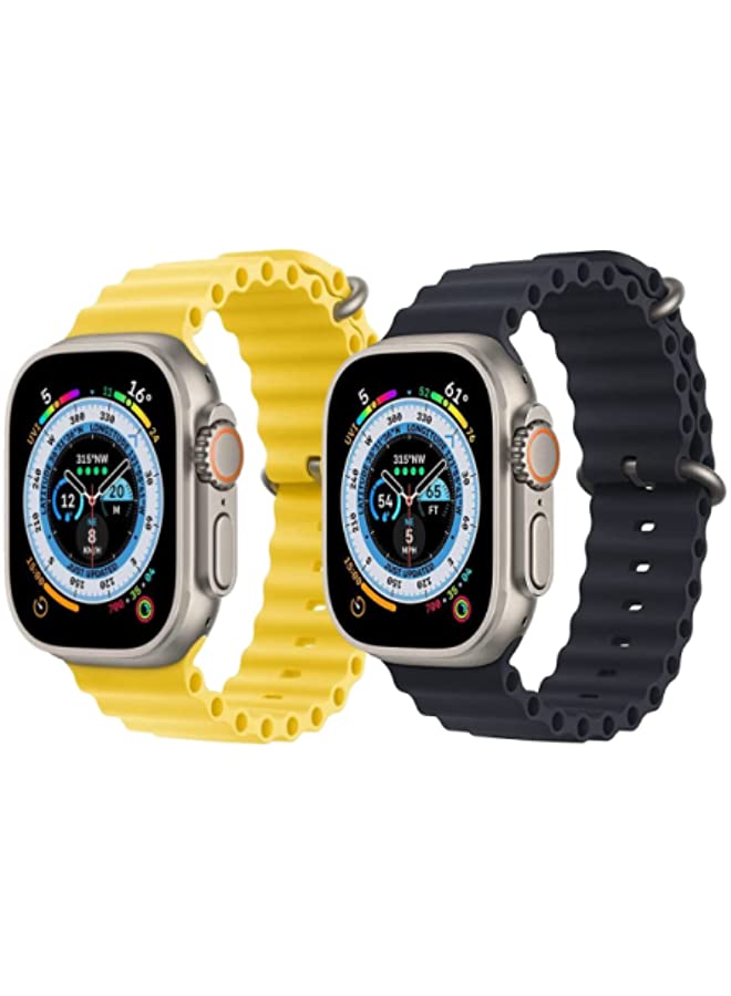 IAF Silicone Ocean Band Strap for Apple Watch 38/40/41mm Yellow/Black Set of 2