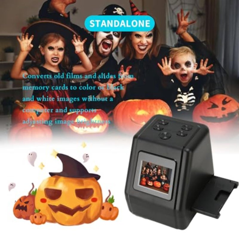 Film and Slide Scanner for 35mm, 135, 110, 126, Super 8 films, slides, negatives; plastic housing; black; all-in-one digital conversion with 128MB memory and dual LCD screens - Image 4