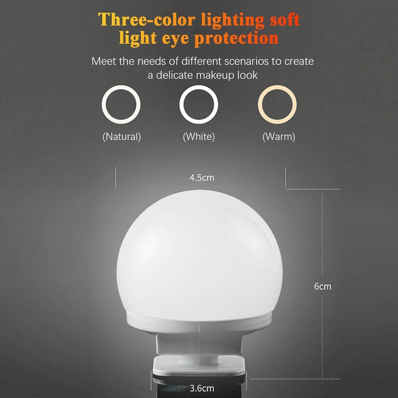 Eacam Mirror Front Light USB Makeup Light Tri-color Dimming Mirror Light Refill Lights - Image 4
