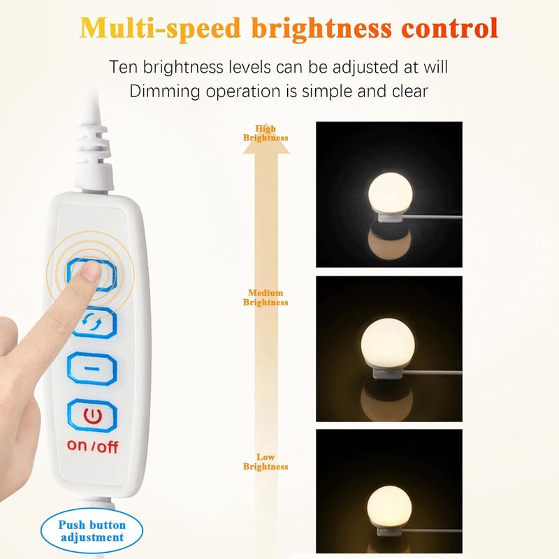 Eacam Mirror Front Light USB Makeup Light Tri-color Dimming Mirror Light Refill Lights - Image 5