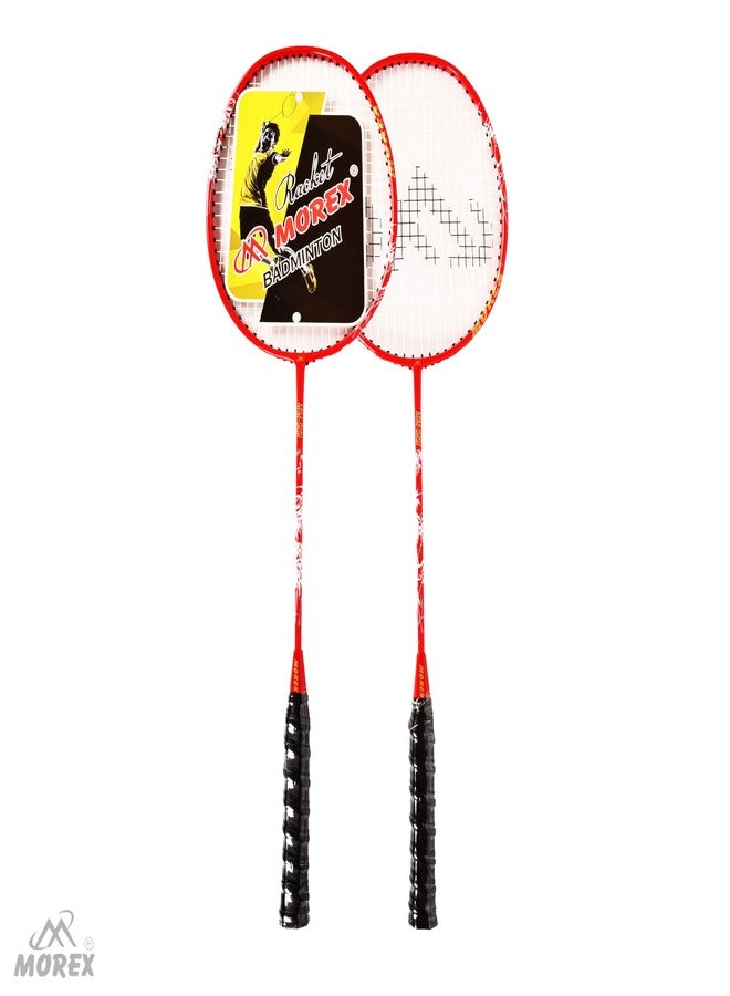 MOVEX Morex Set of 2 Ultra Lightweight Carbon Fibre Badminton Racket - Full Graphite Strung with Cover Bag & 6 Nylon Shuttlecocks | Professional Badminton Rackets for Beginners & Advanced Players - Image 2