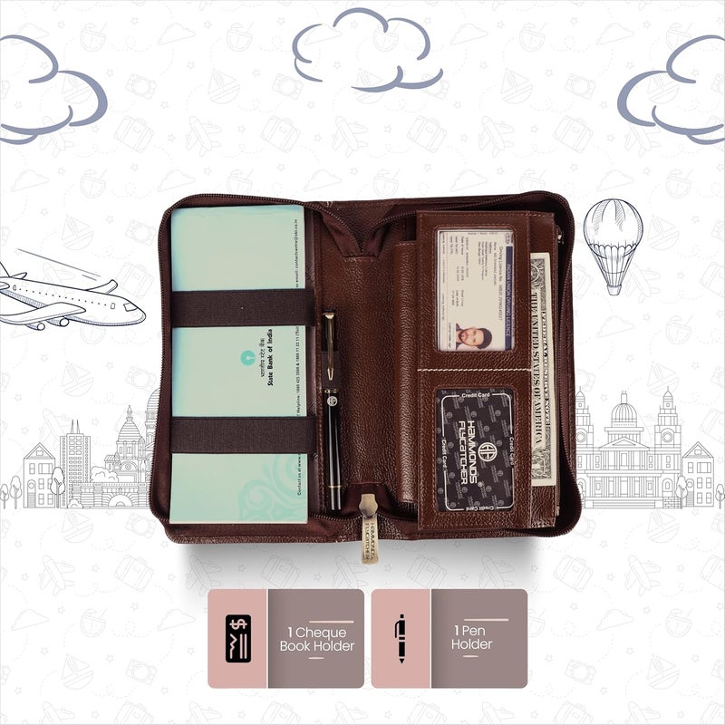 HAMMONDS FLYCATCHER Genuine Leather Passport Cover for Men, Passport Cover for Women, RFID Passport Holder for Men Travel Accessories for Men, Passport Bag for Men, 7 ATM Card Slots - Brushwood - Image 5