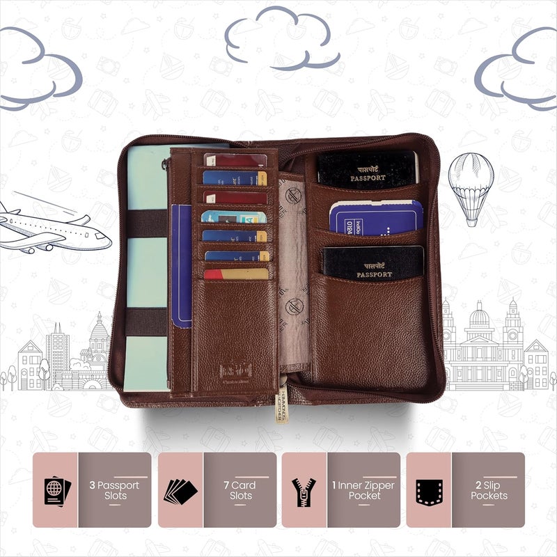 HAMMONDS FLYCATCHER Genuine Leather Passport Cover for Men, Passport Cover for Women, RFID Passport Holder for Men Travel Accessories for Men, Passport Bag for Men, 7 ATM Card Slots - Brushwood - Image 3