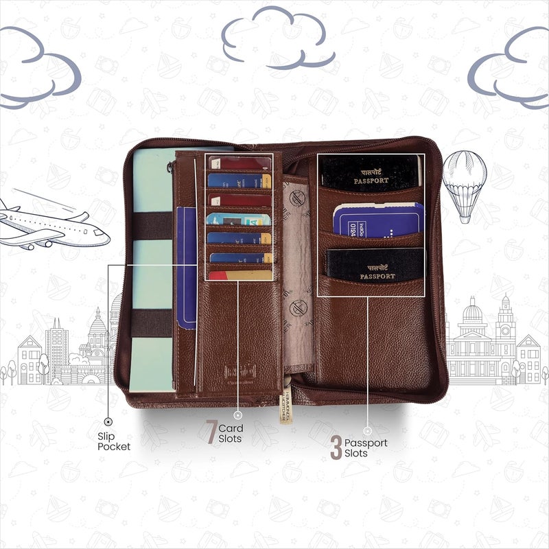 HAMMONDS FLYCATCHER Genuine Leather Passport Cover for Men, Passport Cover for Women, RFID Passport Holder for Men Travel Accessories for Men, Passport Bag for Men, 7 ATM Card Slots - Brushwood - Image 4