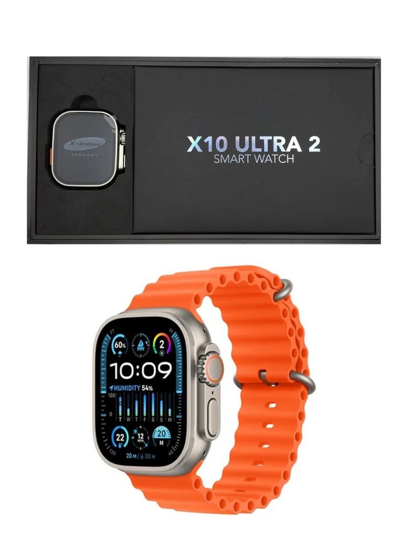 X-Inova - smart watch x-inova X10 ULTRA 2 germany,AI Voice Assistant,Take Photo,Bluetooth Call,Health Monitoring,Music Control,Always-on Clock and 2 strap-orange - Image 1