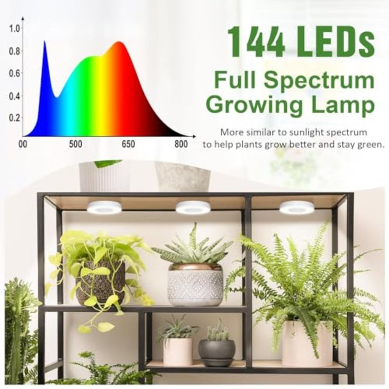 Ceiling Grow Light for Indoor Plants 144 LEDs Full Spectrum 5V Safe Voltage 4 Dimmable Brightness Levels with 4/8/12H Auto Timer Ideal for Home Office Indoor Gardening 3 PCS - Image 4