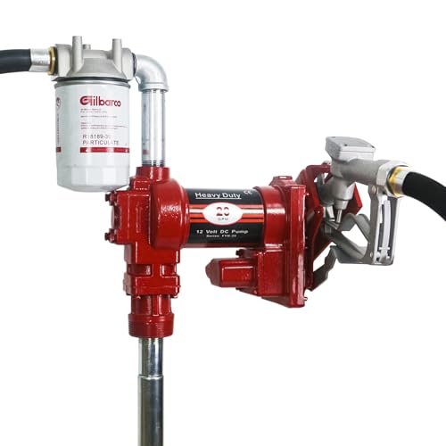 PRUNkuar 12V Fuel Transfer Pump w/Manual Nozzle, 20 GPM High Flow DC Diesel Transfer Pump, Gas Heavy Duty Transfer Pump with Filter for Gasoline, Diesel, Kerosene, Biodiesel and More - Image 1
