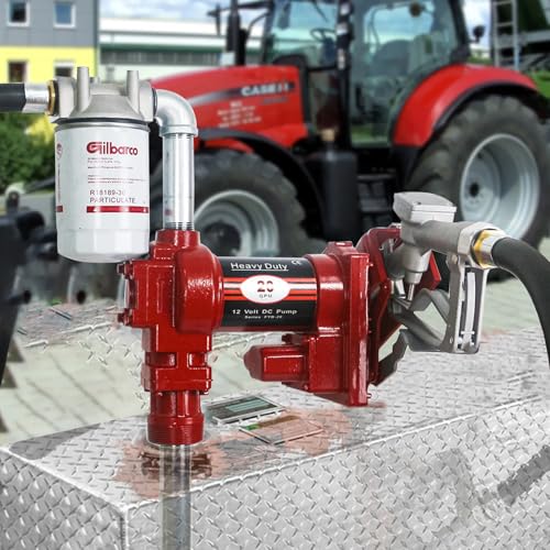 PRUNkuar 12V Fuel Transfer Pump w/Manual Nozzle, 20 GPM High Flow DC Diesel Transfer Pump, Gas Heavy Duty Transfer Pump with Filter for Gasoline, Diesel, Kerosene, Biodiesel and More - Image 5