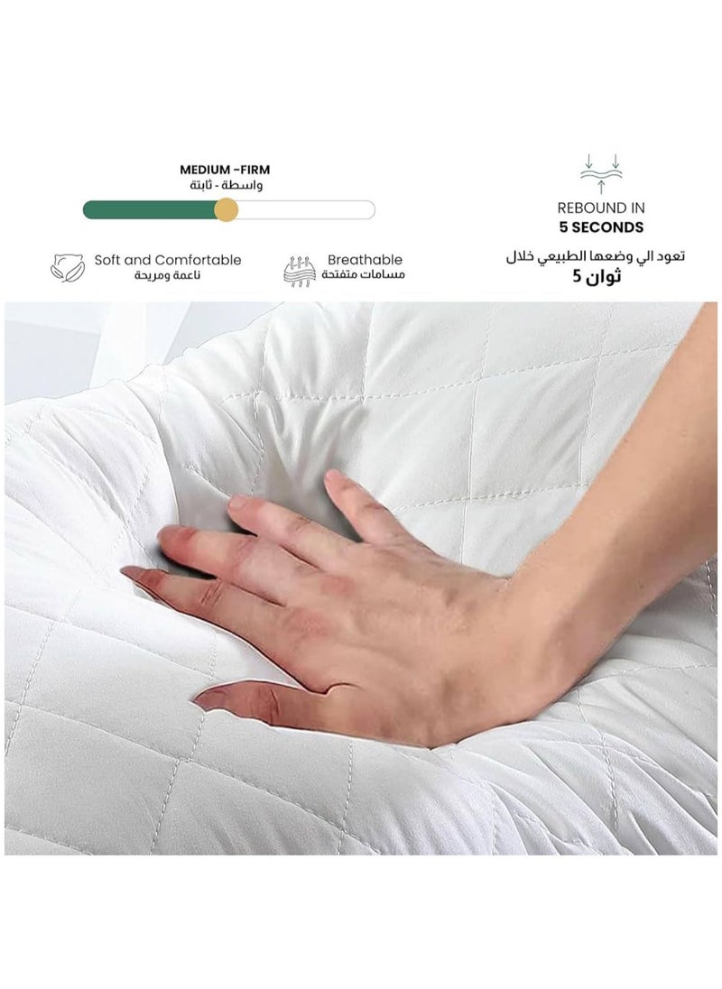  بانوراما هوم وسادة مبطنة 50 سم × 75 سم وسائد سرير للنوم وسادة نوم فاخرة مبطنة على شكل ماسي لدعم الجانب لمن ينامون على البطن ناعمة ورقيقة ومضادة للحساسية بيضاء عبوة من قطعتين  - Image 4