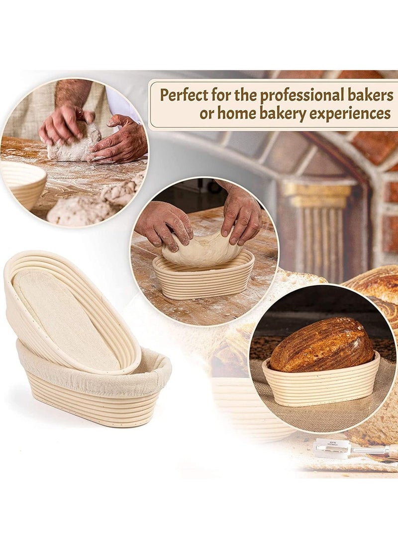 Relex 2 Pack 10 inch Banneton Proofing Basket Set, Sourdough Bread Proofing Basket Baking Dough Bowl with Cloth Liner for Home Bakers (Oval)  - Image 2