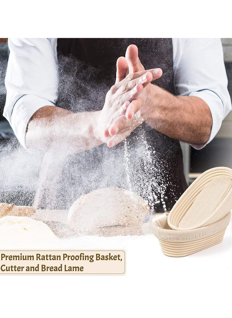Relex 2 Pack 10 inch Banneton Proofing Basket Set, Sourdough Bread Proofing Basket Baking Dough Bowl with Cloth Liner for Home Bakers (Oval)  - Image 4