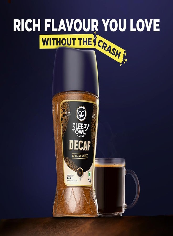 Sleepy Owl Decaf Coffee, 100% Arabica Instant Coffee, Decaffeinated Coffee Powder, No Crash or Jitters, Smooth Taste & Rich Aroma, Make It Hot or Cold, Makes 25 Cups, 55g Jar - Image 2