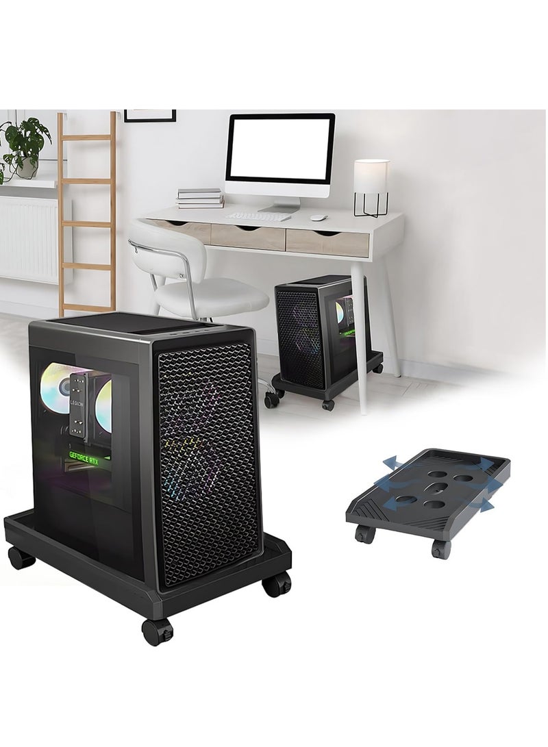 Generic PC Tower Stand Mobile CPU Stand Cart Movable Under Desk Computer Tower Holder Stand Desktop PC Host Base Riser Tray with Rolling Caster Wheels and Protective Edge and Heat Dissipation Hole for Home  - Image 1